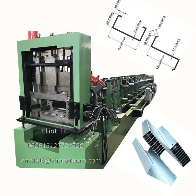 Standard heavy duty stock automatic interchange changeable slotted cz purlin roll forming machine